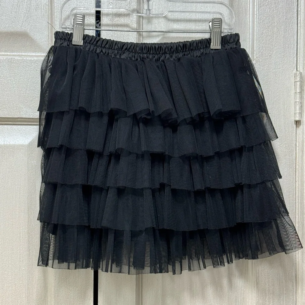Zara Girls Casual Collection Size 13/14 Black Layered Tulle Skirt